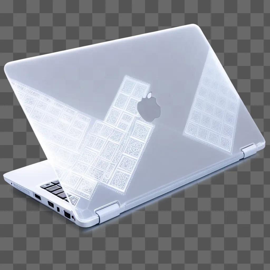 Laptop with a transparent case showing the inside