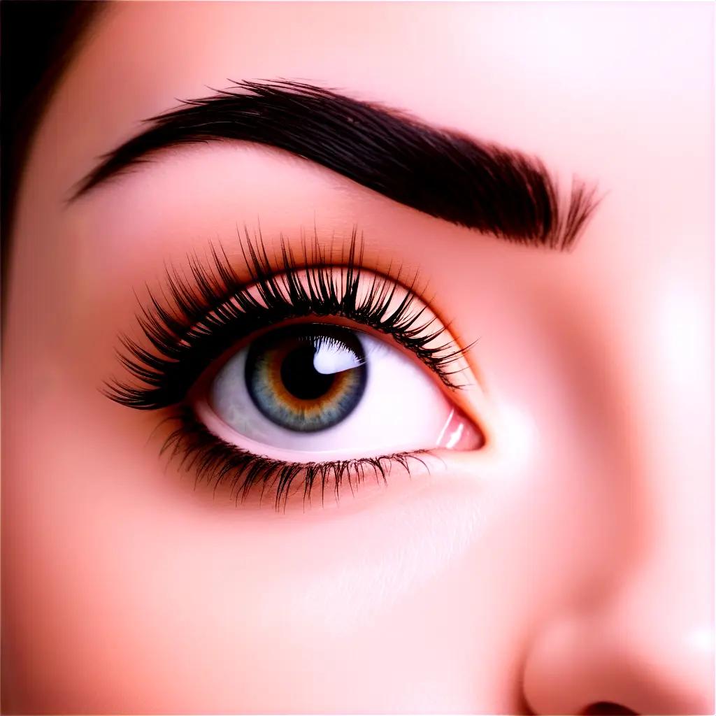 Lashes are long and curled, with a dark brown color