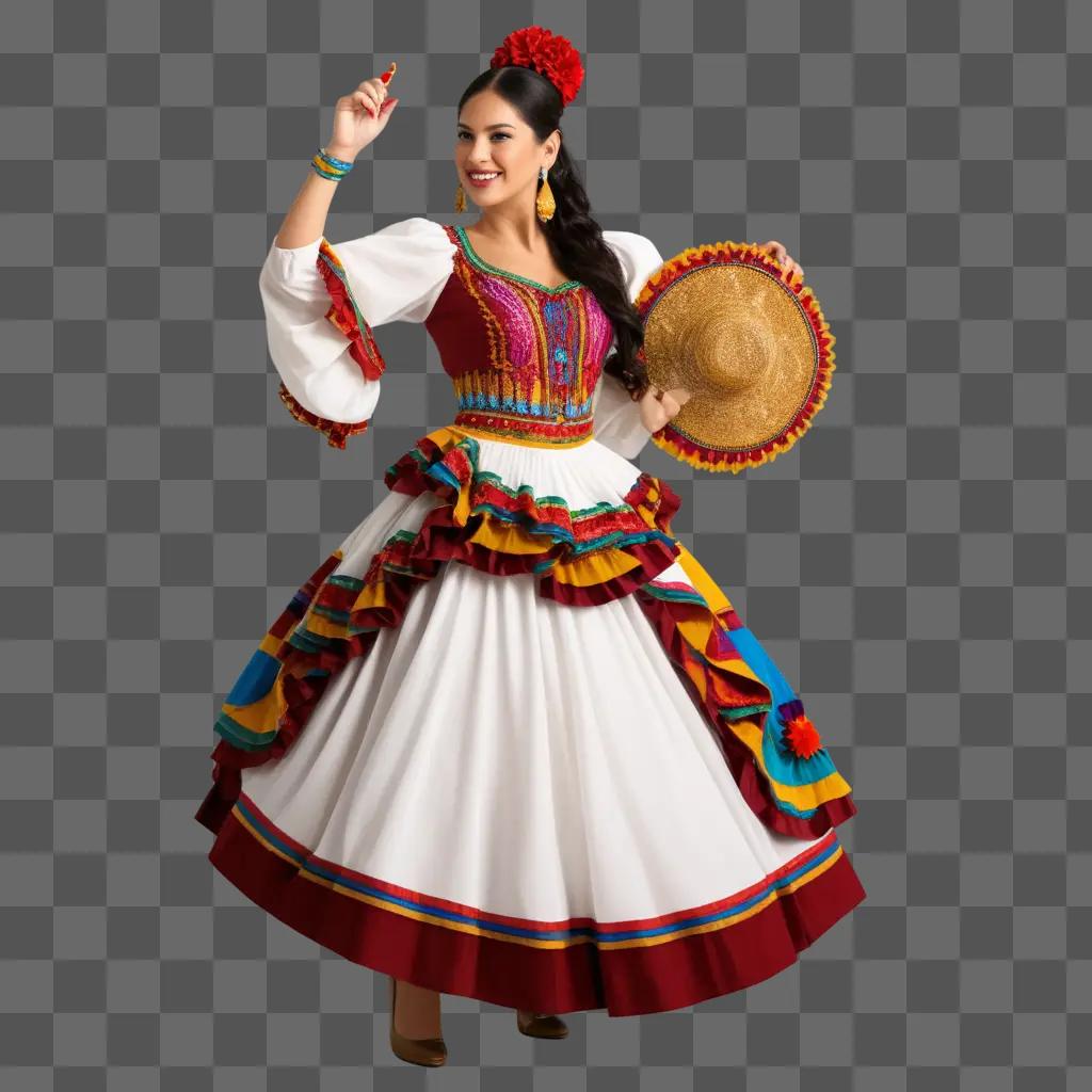 Latina dancer in traditional attire on stage