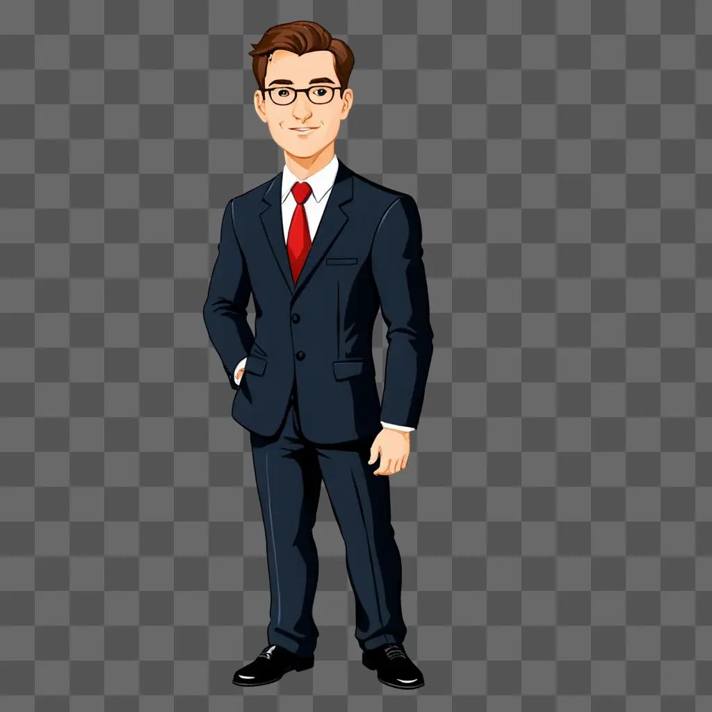 Lawyer man cartoon with a red tie