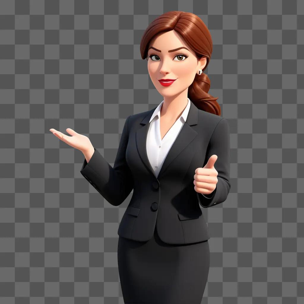 Lawyer woman cartoon, posing for a picture