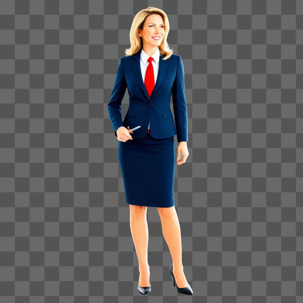 Lawyer woman dressed in a suit and red tie