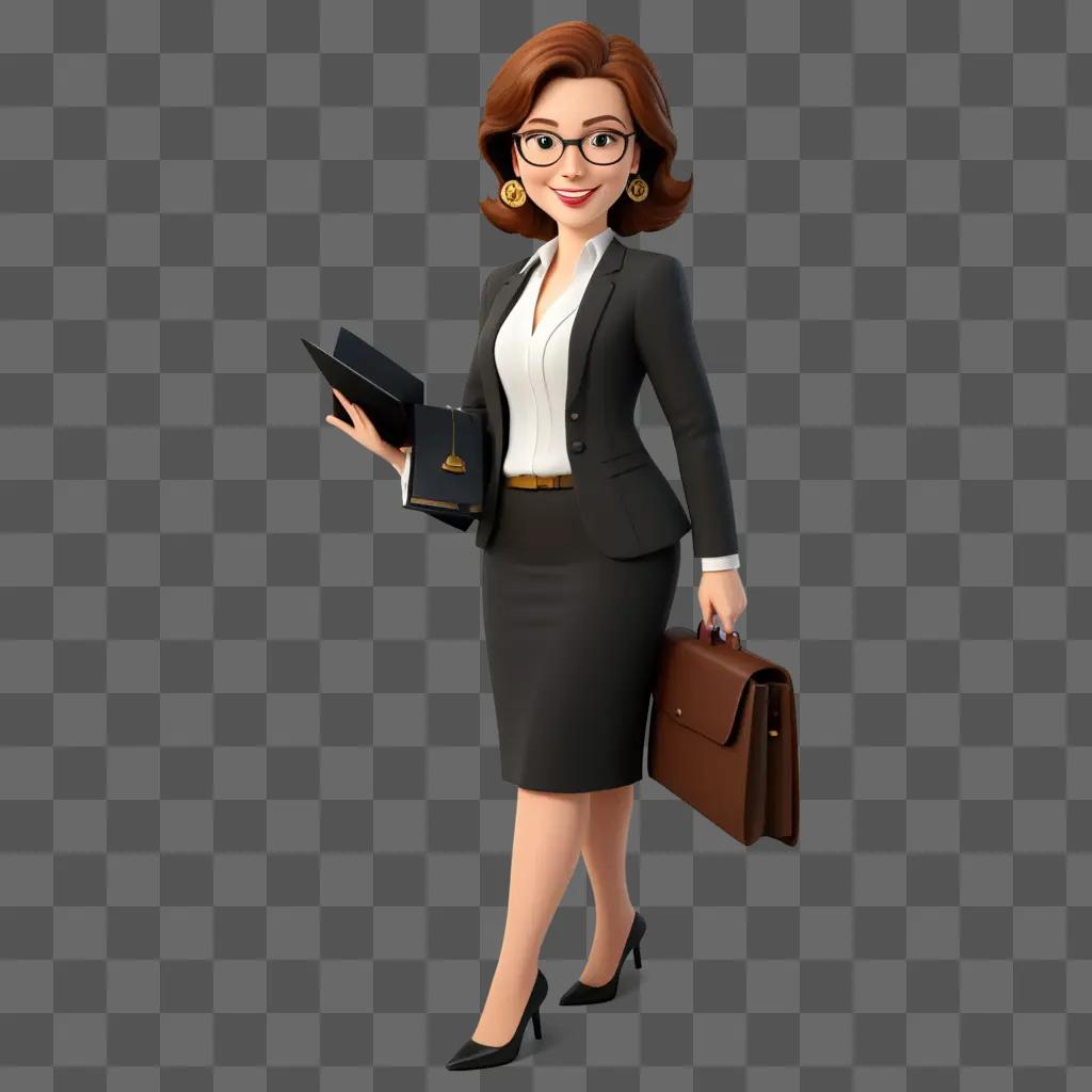 Lawyer woman holding briefcases and glasses