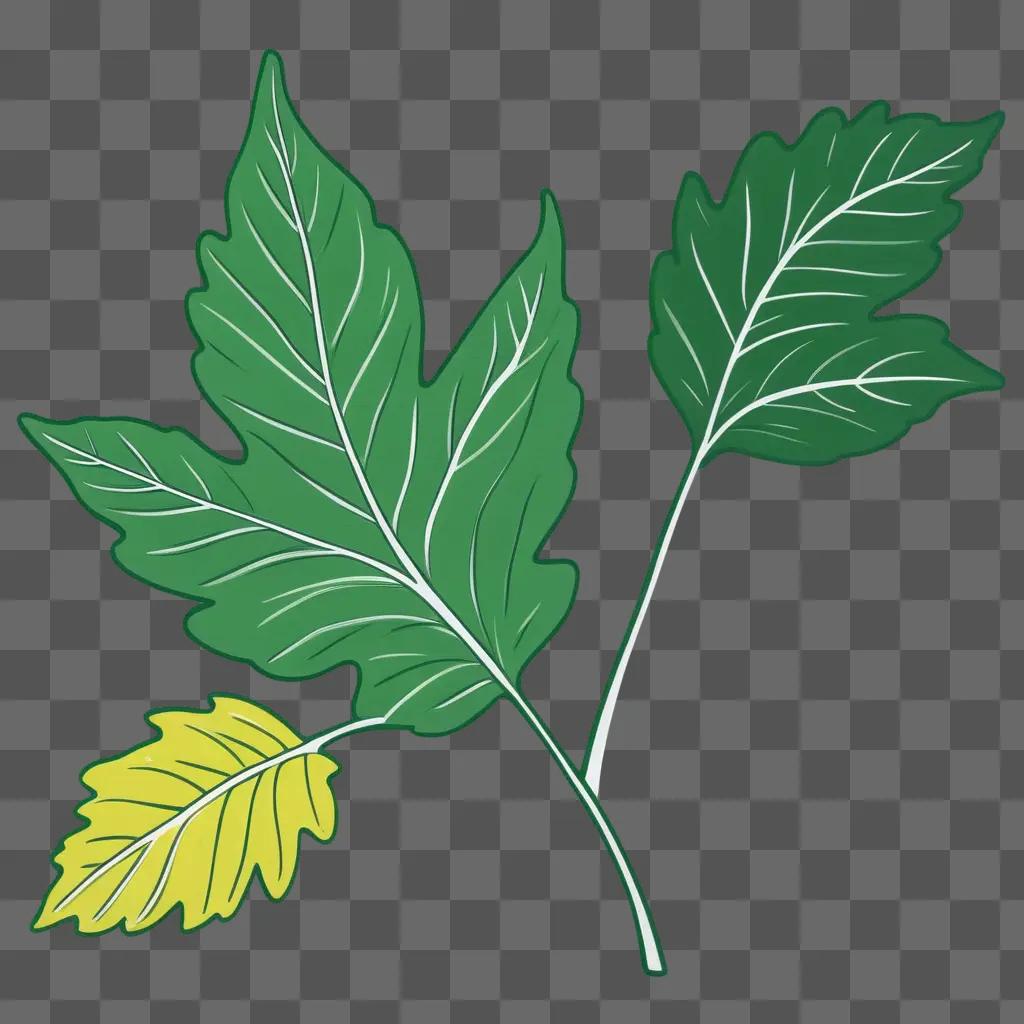 Leaf Cartoon Drawing on Green Background