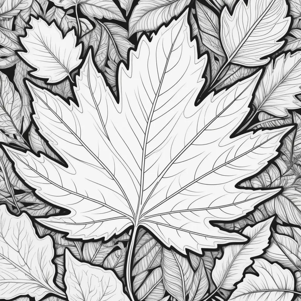 Leaf coloring page with lines and outlines