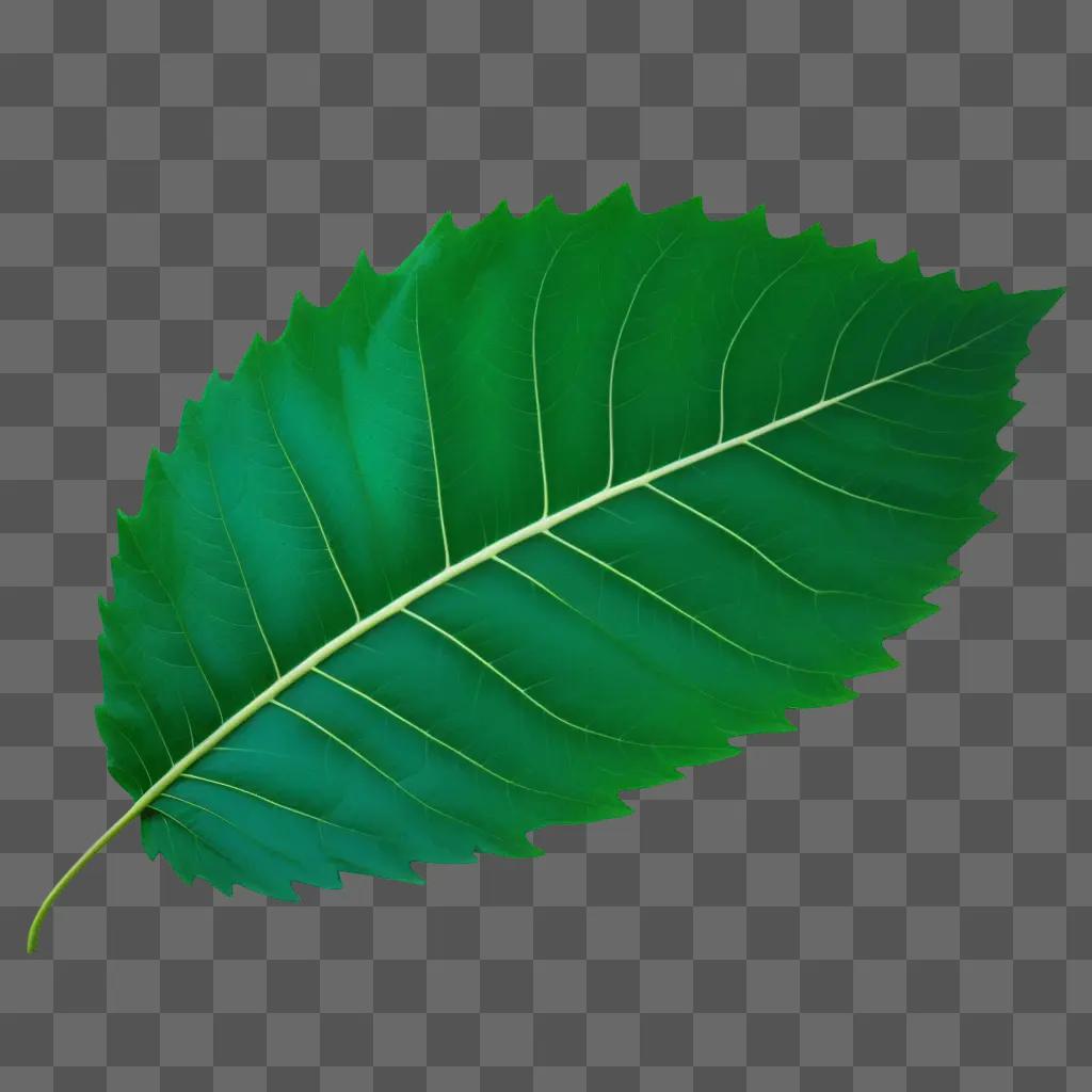 Leafy green leaf against green background