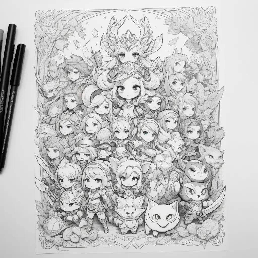 League of Legends Coloring Pages Featuring Characters