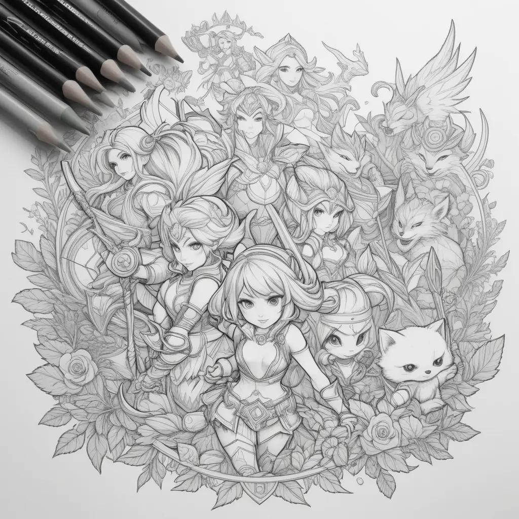 League of Legends coloring pages with black and white