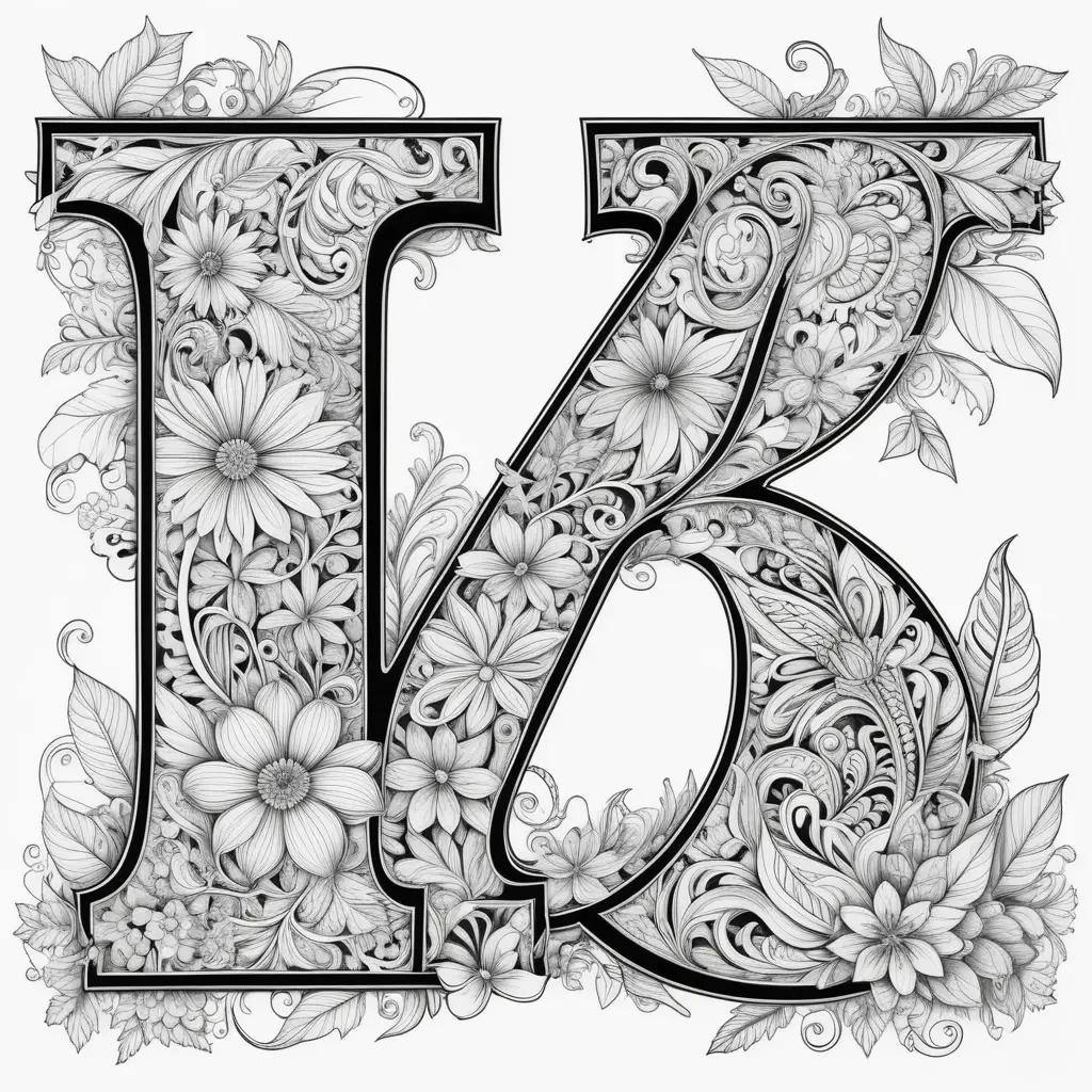 Letter Coloring Pages with Beautiful Flowers