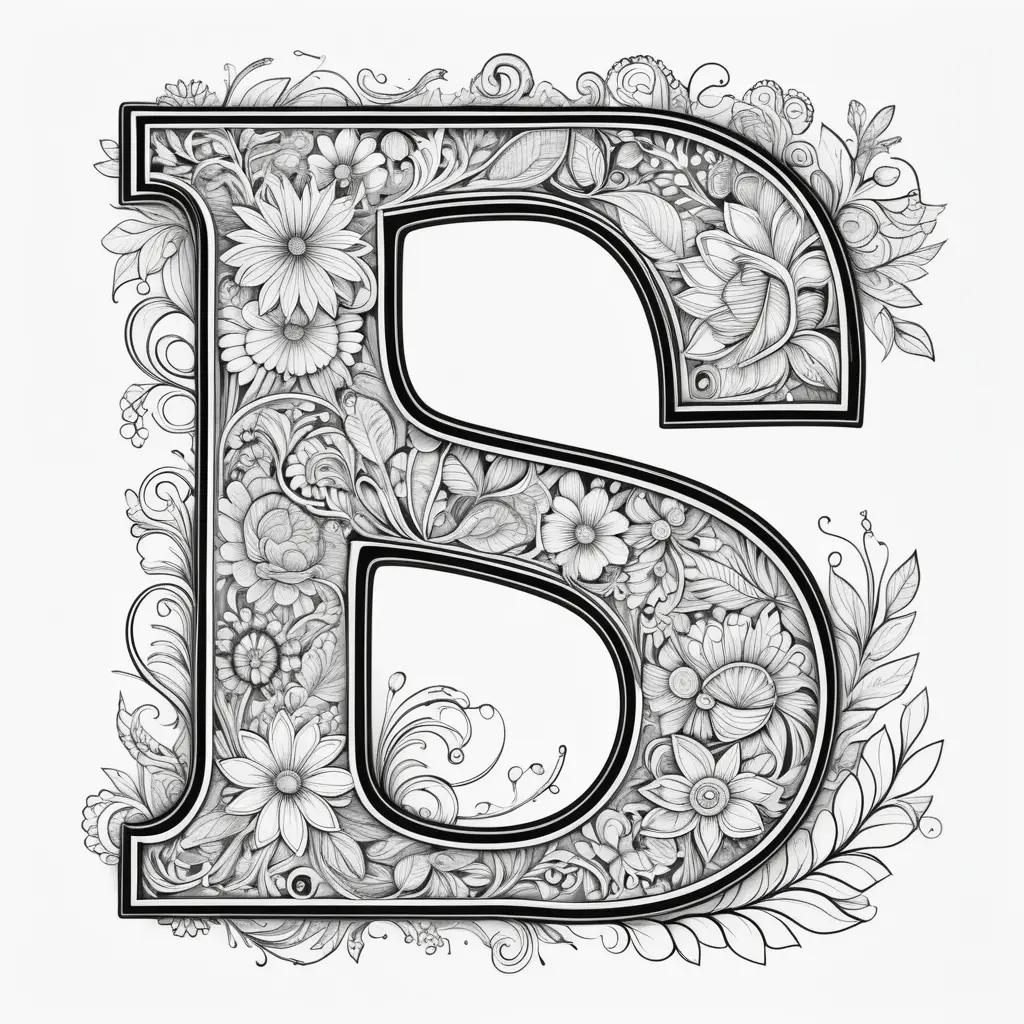 Letter S Coloring Page Featuring a Floral Design