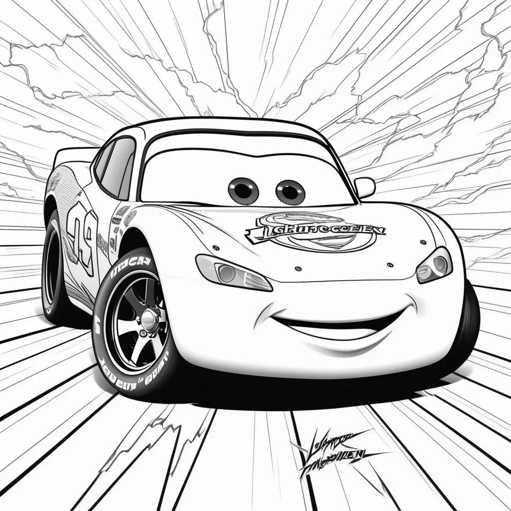 Lightning McQueen Coloring Page: A fun and easy coloring page featuring the beloved car from the movie Cars