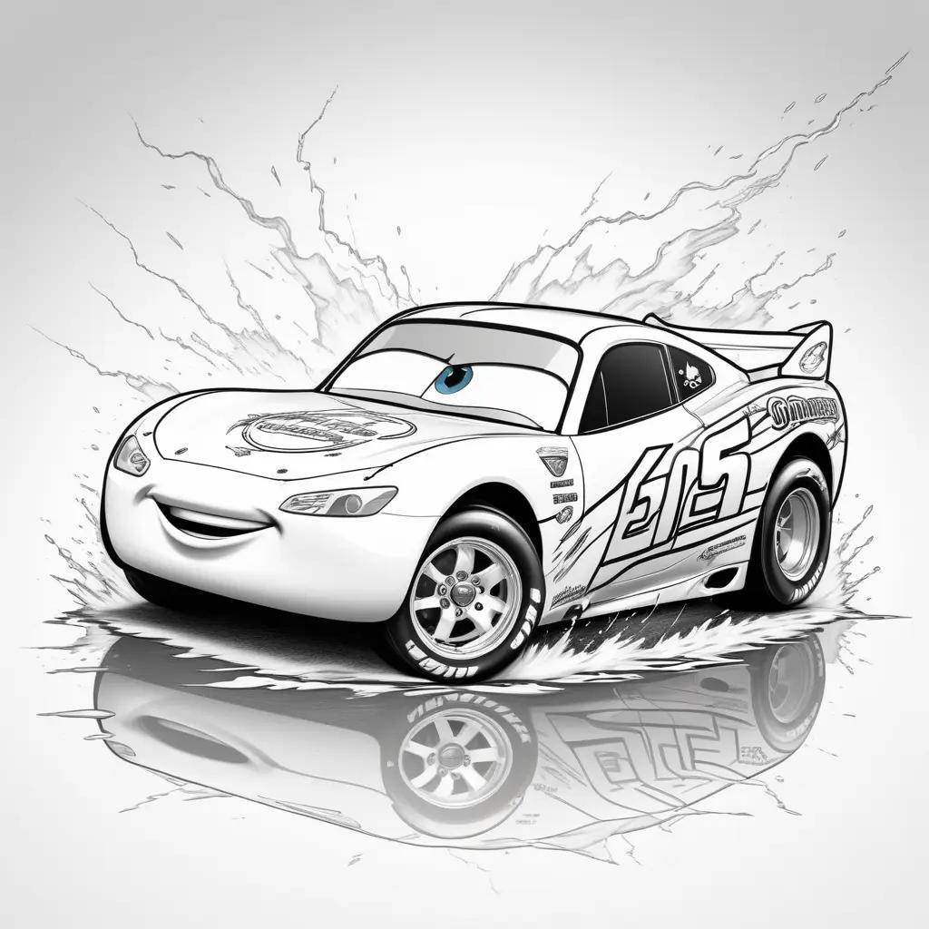 Lightning McQueen car in cartoon coloring page