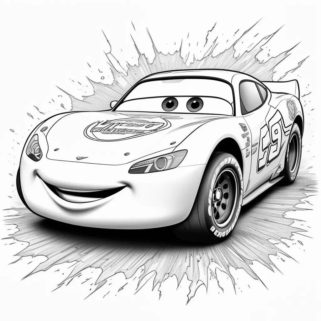 Lightning McQueen coloring page in black and white