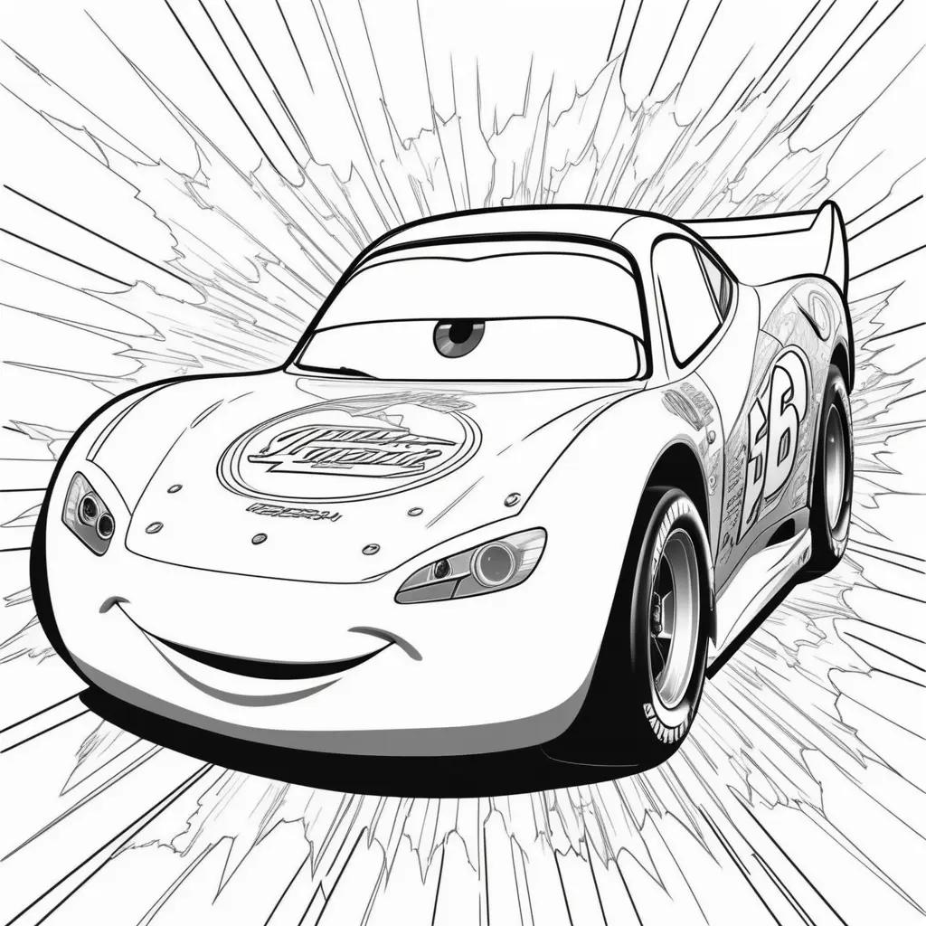 漫画の車とライトニングマックィーンのぬりえ