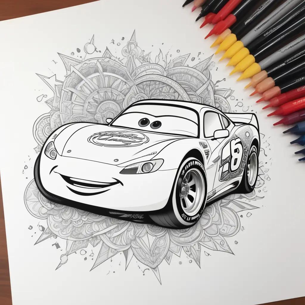 Lightning McQueen coloring page with various colors