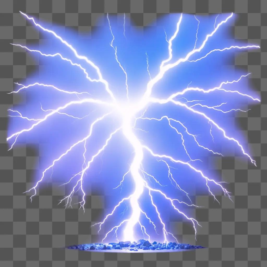 Lightning strikes a blue sky background