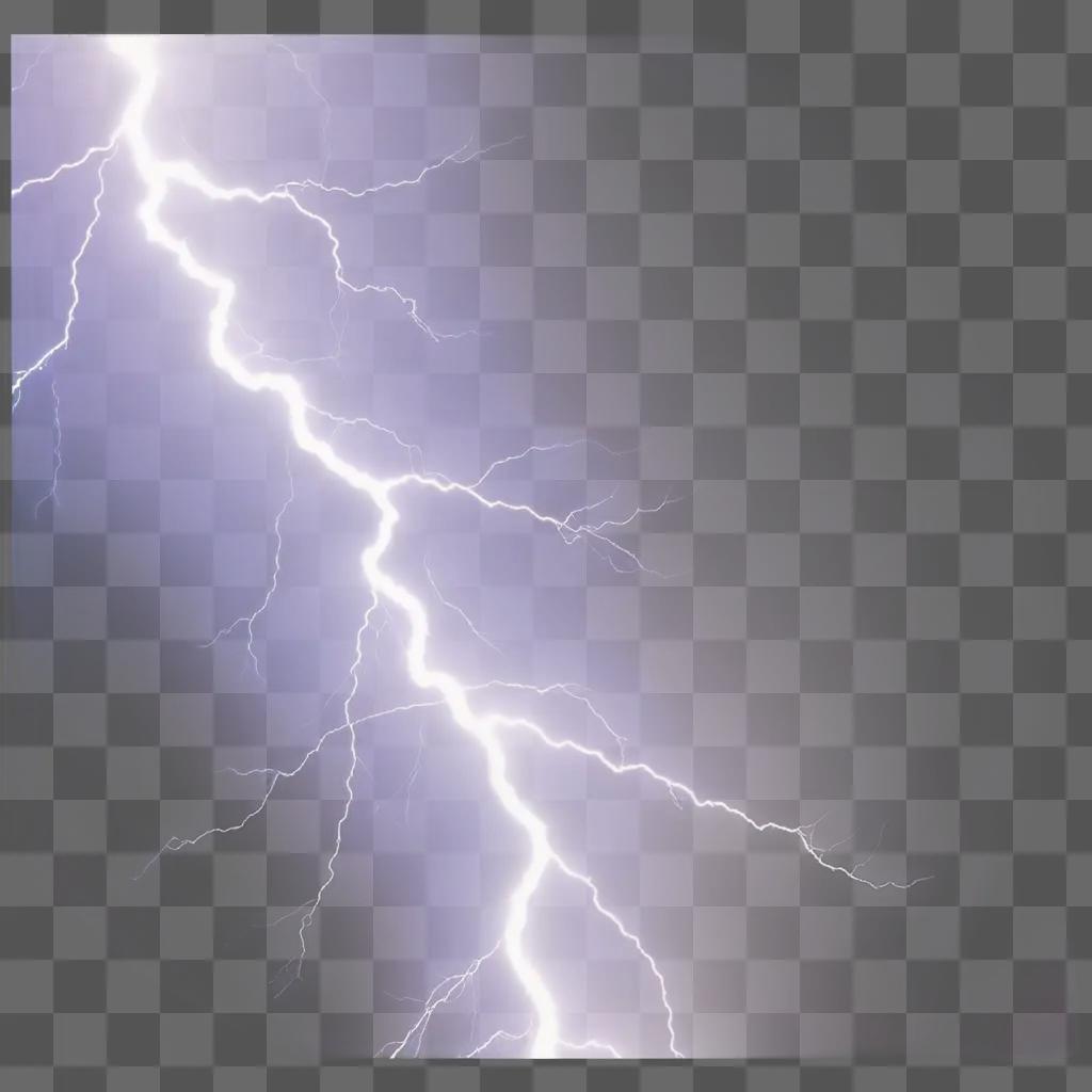 Lightning strikes in the sky above a purple background