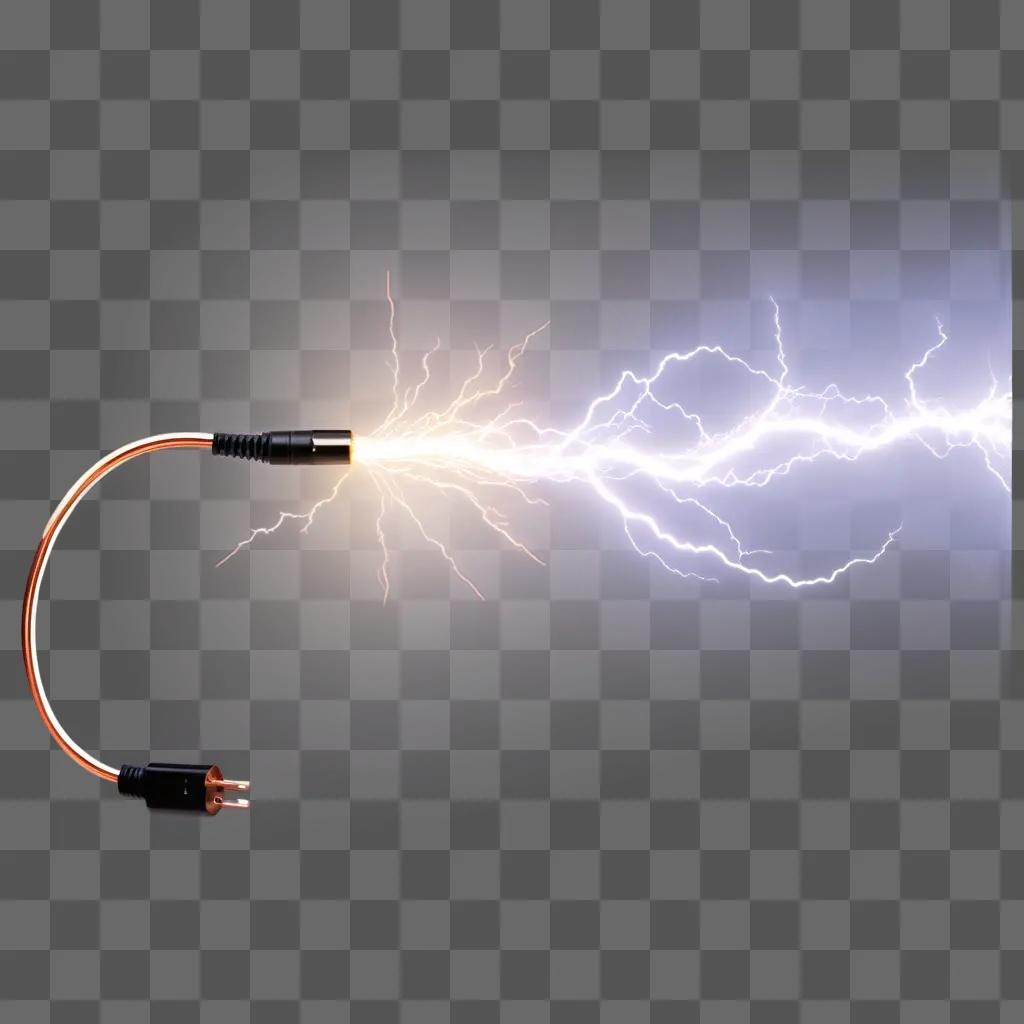 Lightning strikes through a power cord