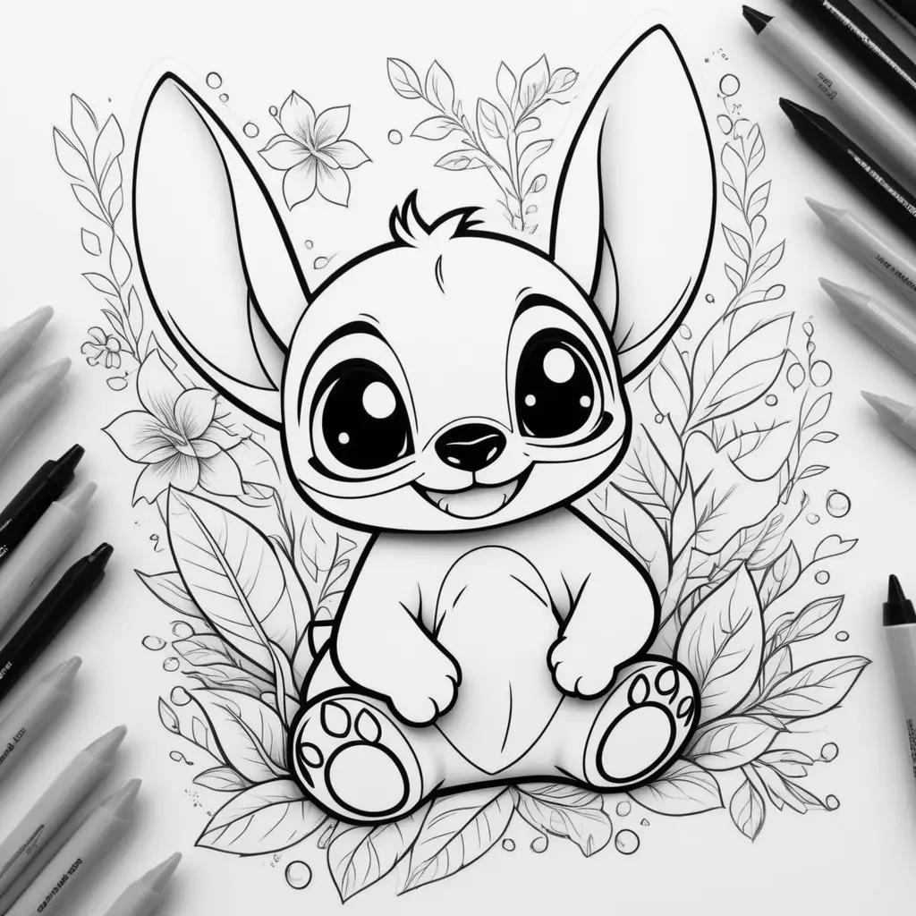 Lilo Stitch coloring pages with a cute bunny