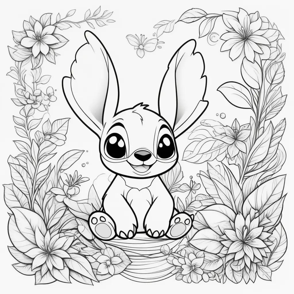 Lilo and stitch coloring page with black and white design