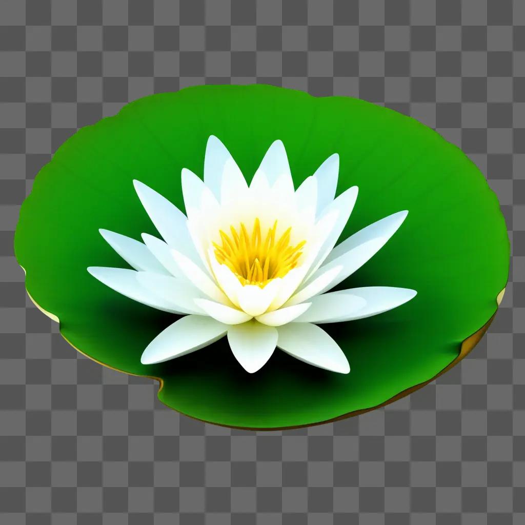 Lily pad clipart with a white flower on a green background