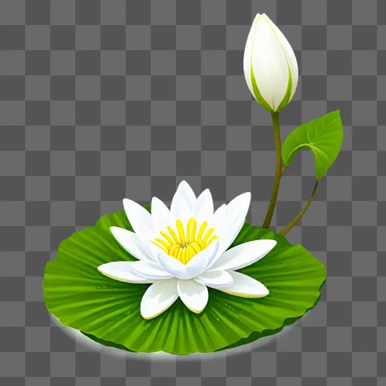 Lilypad with a white flower and green leaves