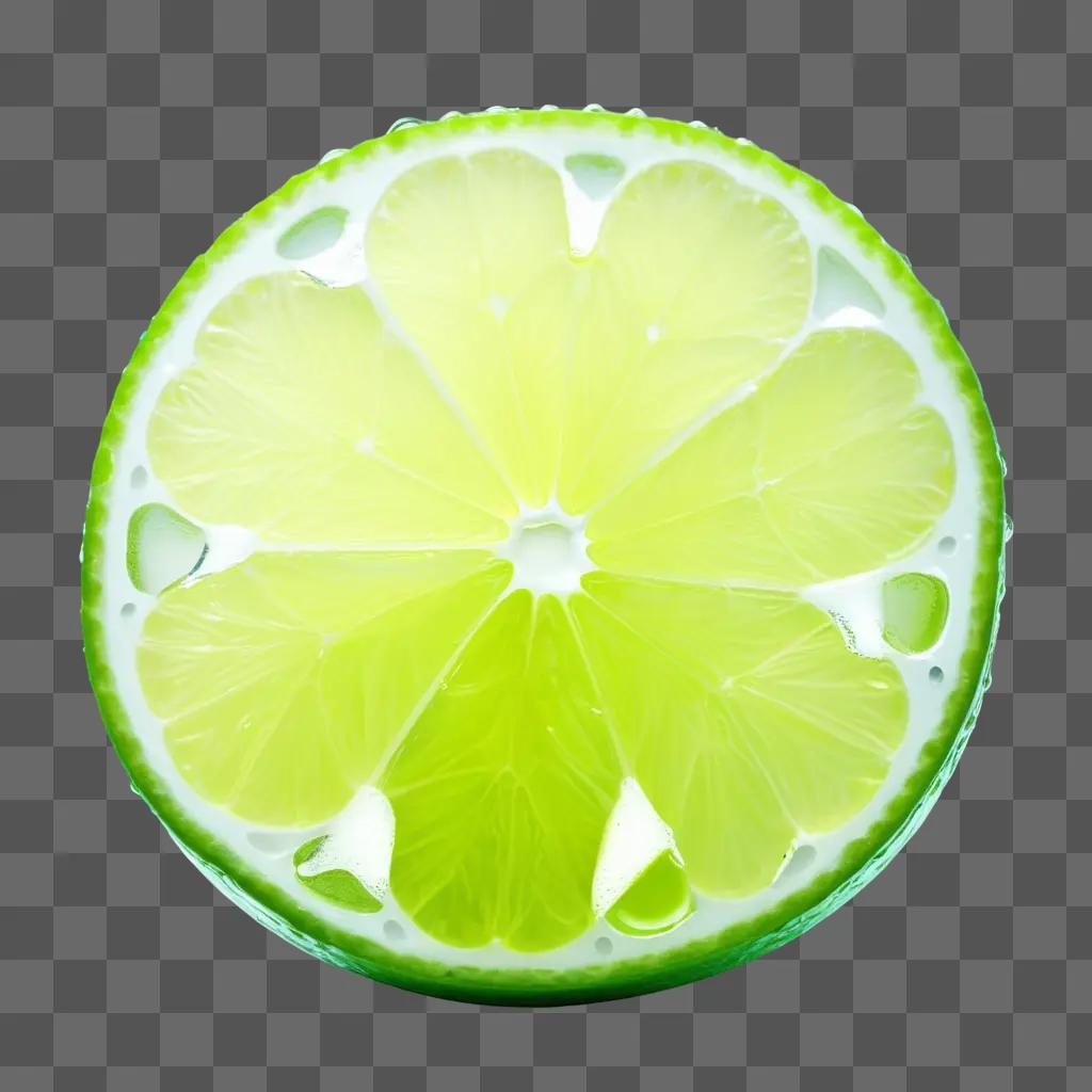 Lime slice with water drops and spots on it