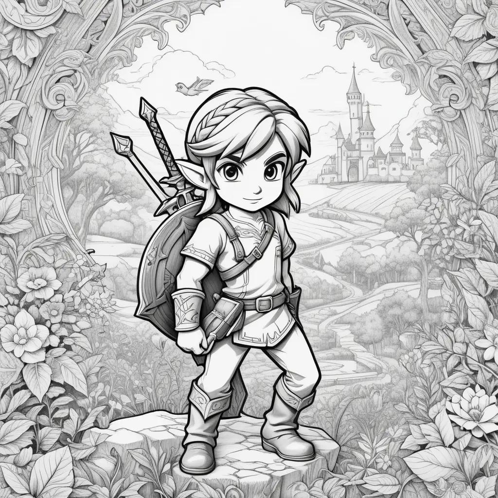 Link coloring pages in black and white with flowers