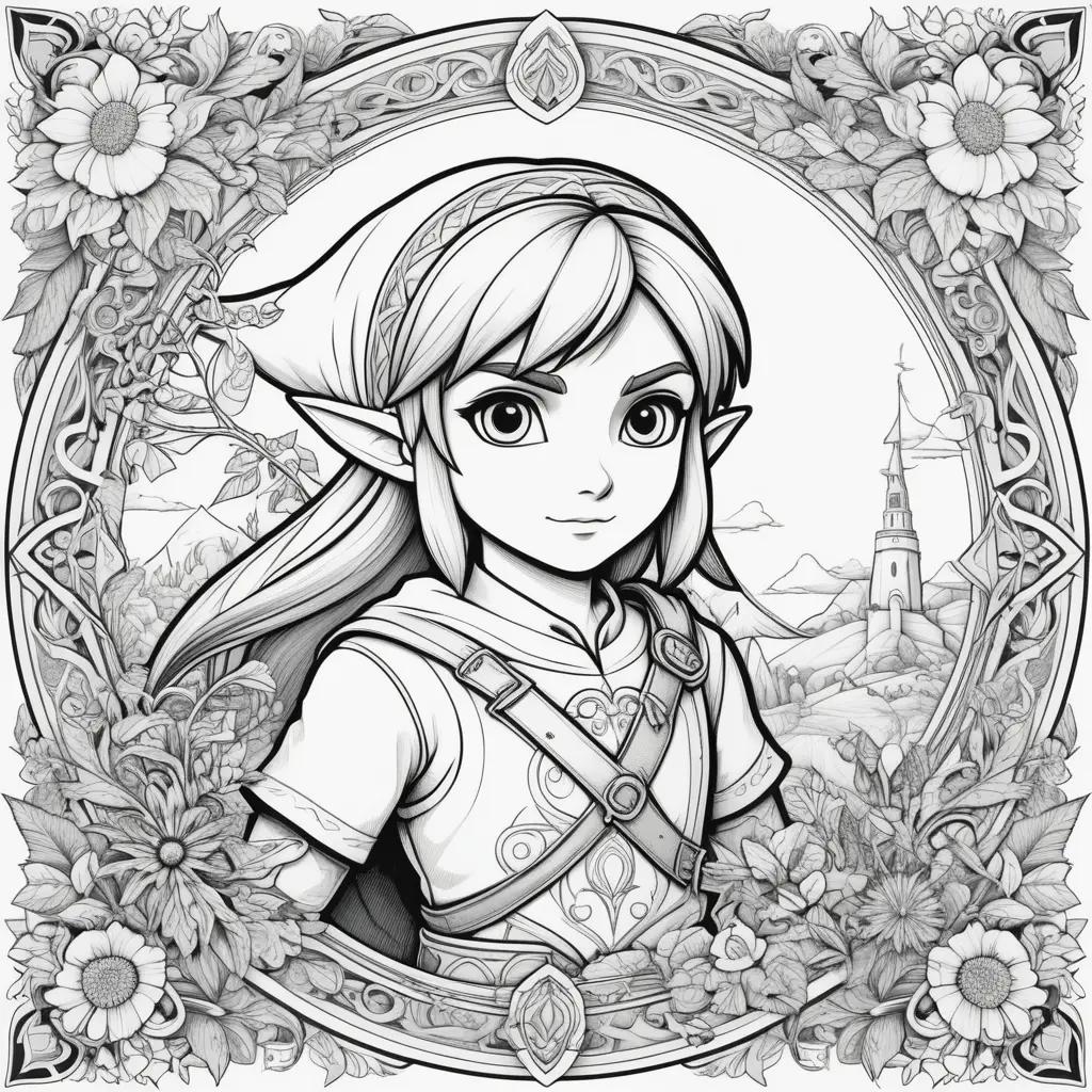 Link coloring pages with black and white illustrations