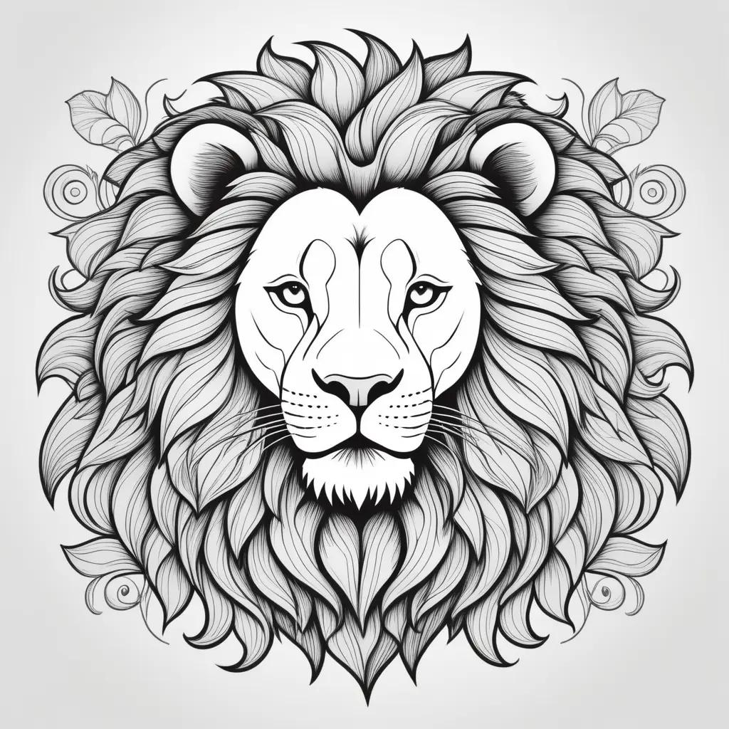 Lion Coloring Pages in Black and White