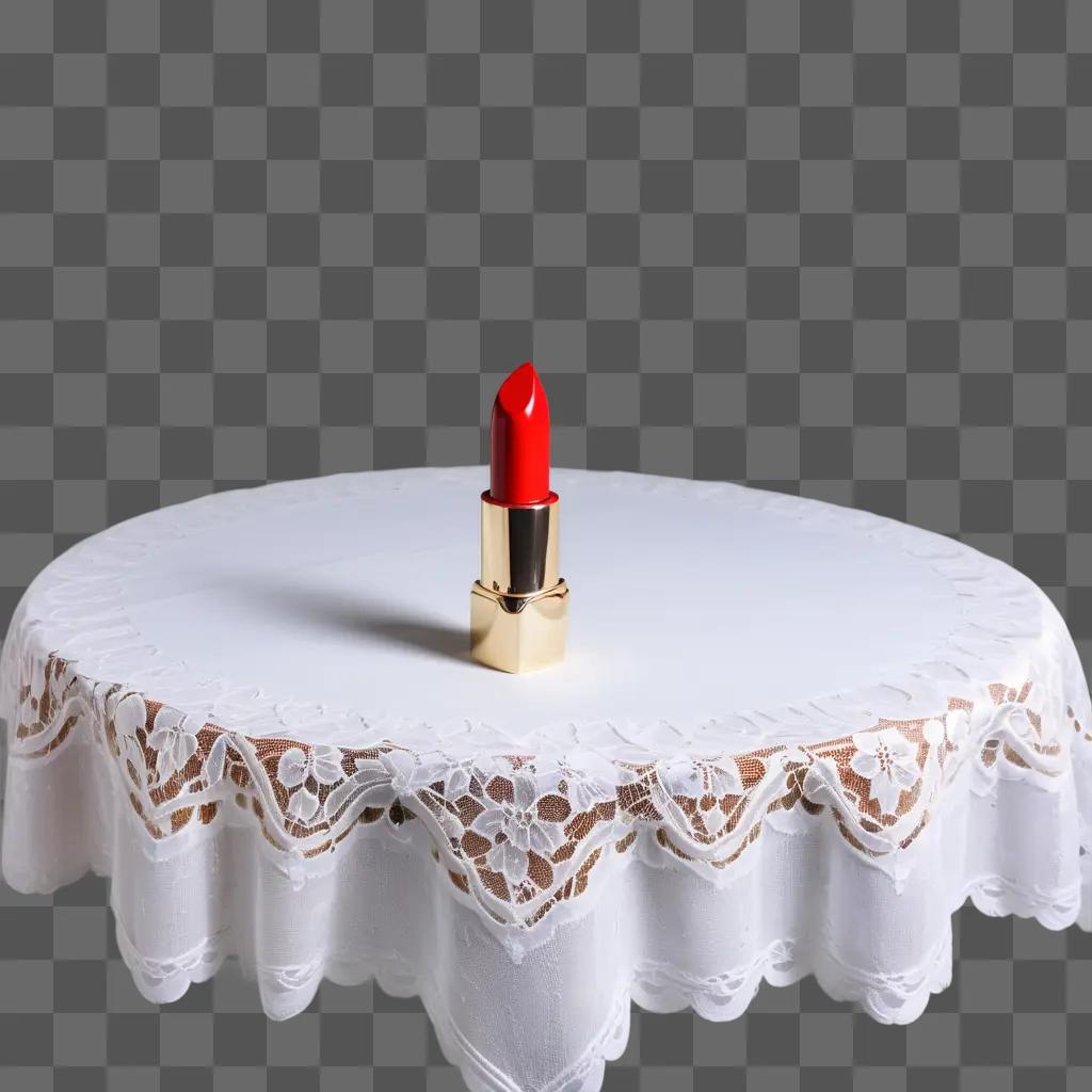 白いテーブルクロスの口紅の染み