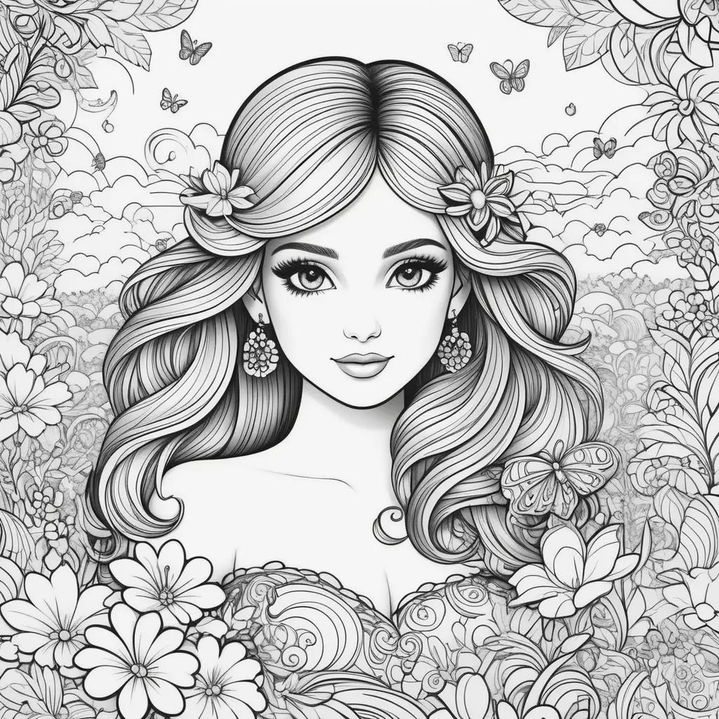 Lisa Frank Coloring Pages of a Beautiful Woman