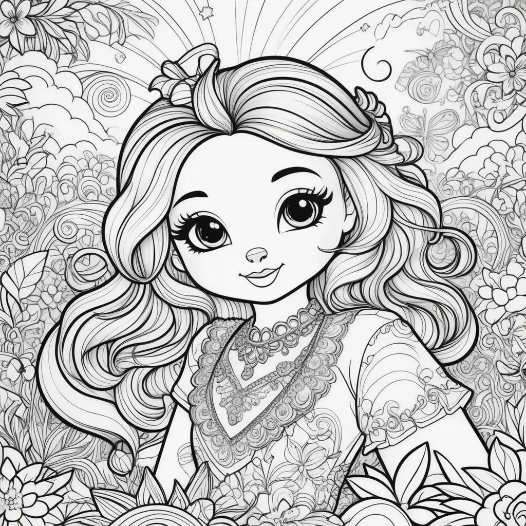 Lisa Frank Coloring Pages with a Girl