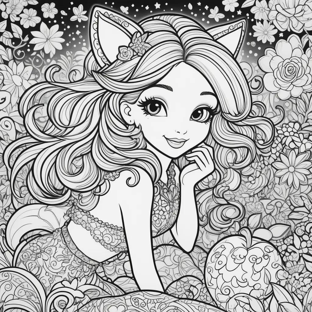 Lisa Frank coloring pages of a girl and a pumpkin