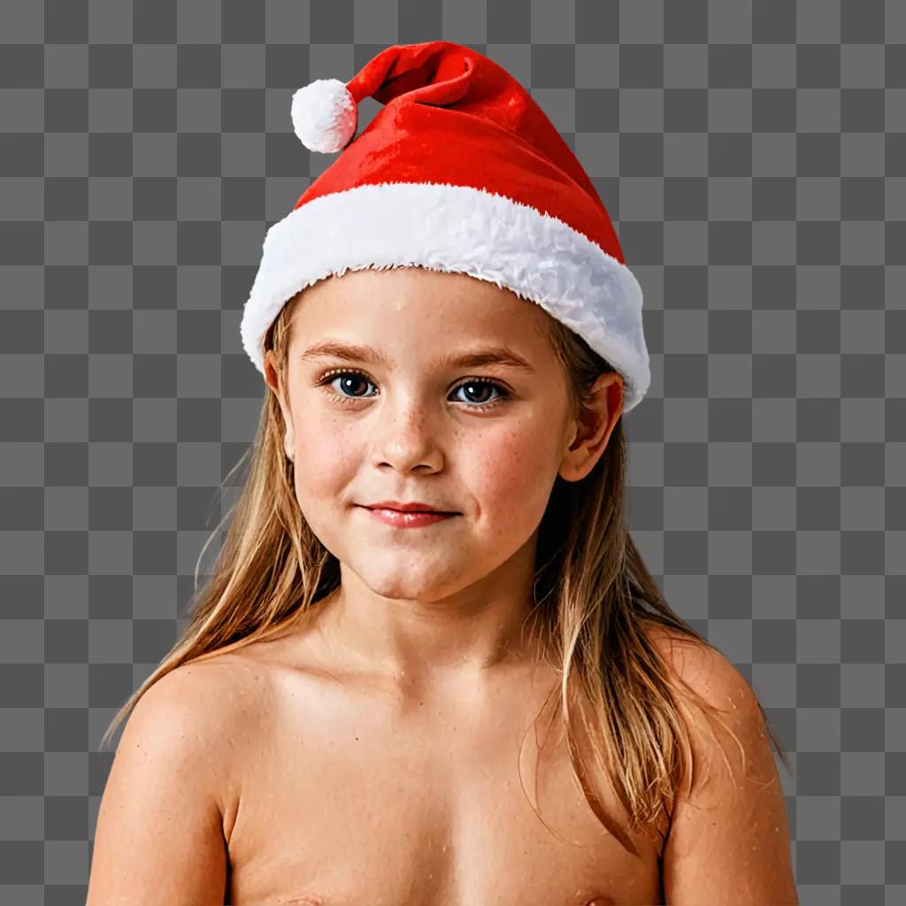 Little girl with Santa hat drawing for kids