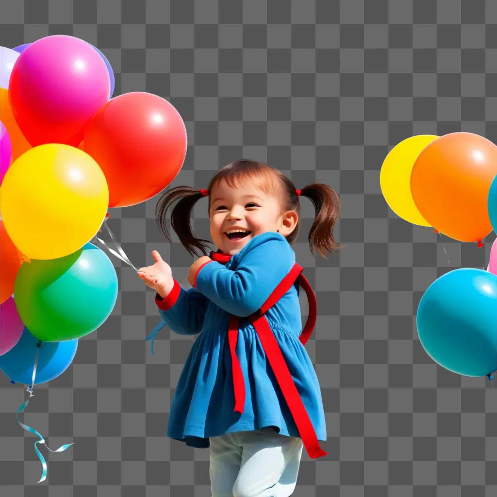 Little girl with colorful balloons radiates joy