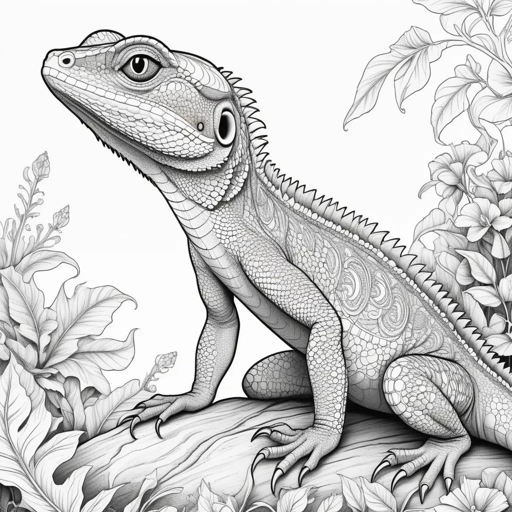 Lizard coloring pages with intricate designs and black and white coloring