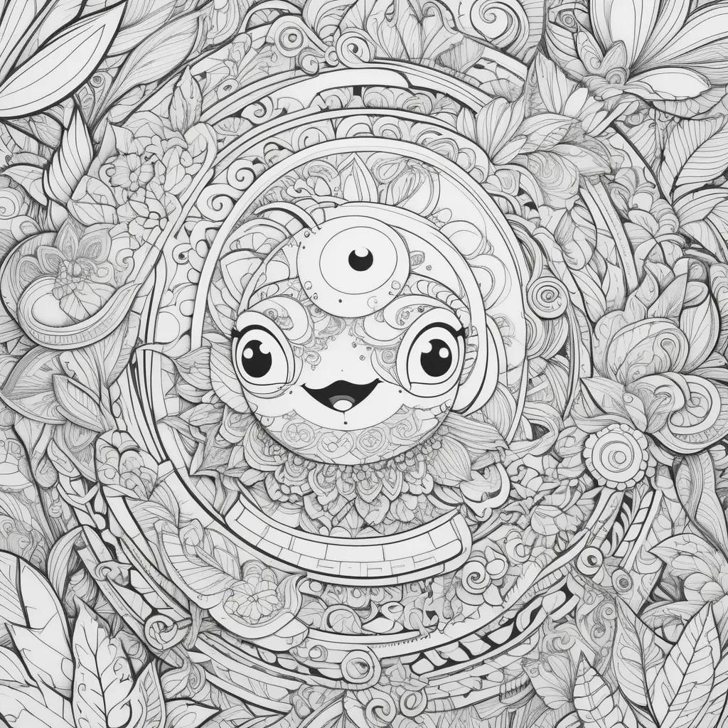 Lol coloring page: Cartoon character with an eye and a smile