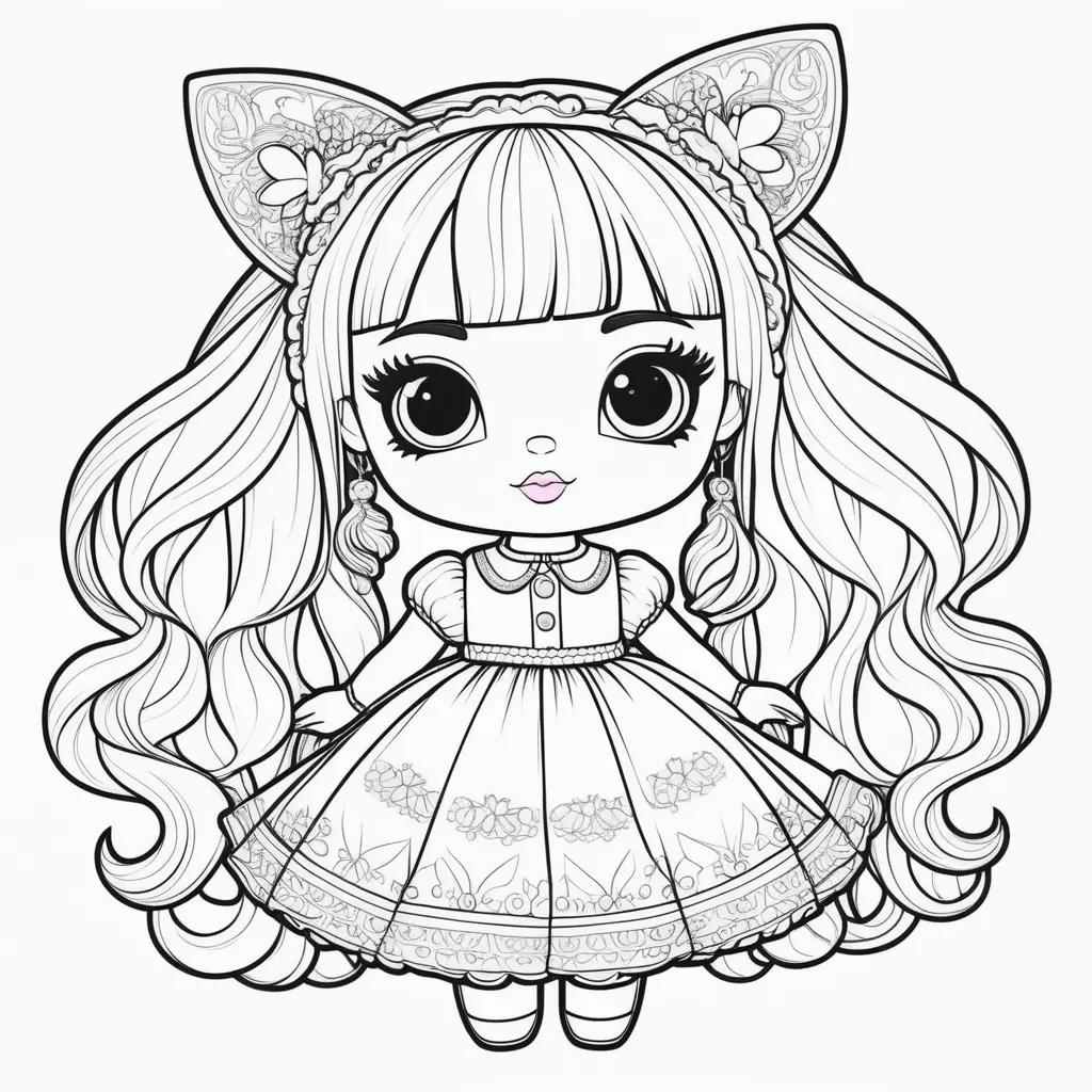 Lol doll coloring pages: an adorable cat girl with big ears