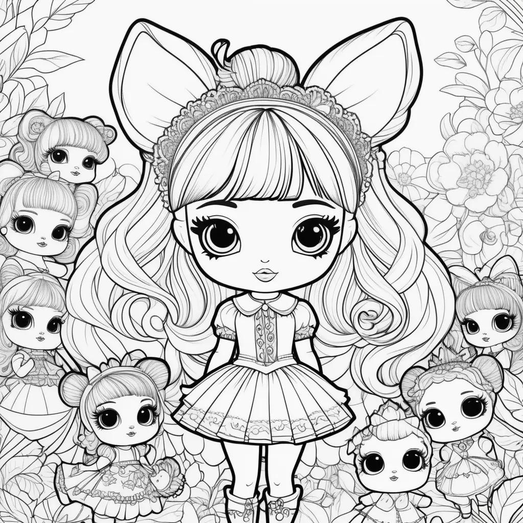 Lol dolls coloring pages: girl with bow