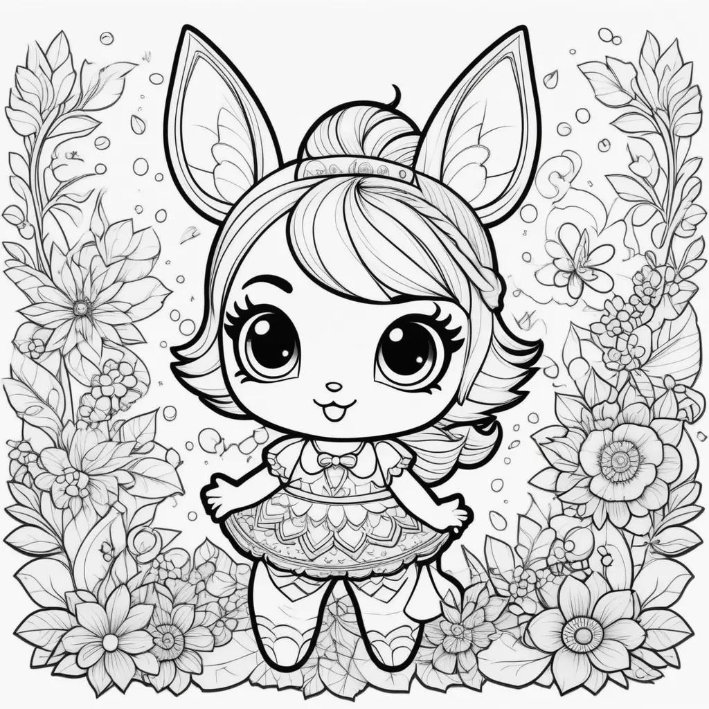 Lol surprise coloring pages featuring a girl and flowers