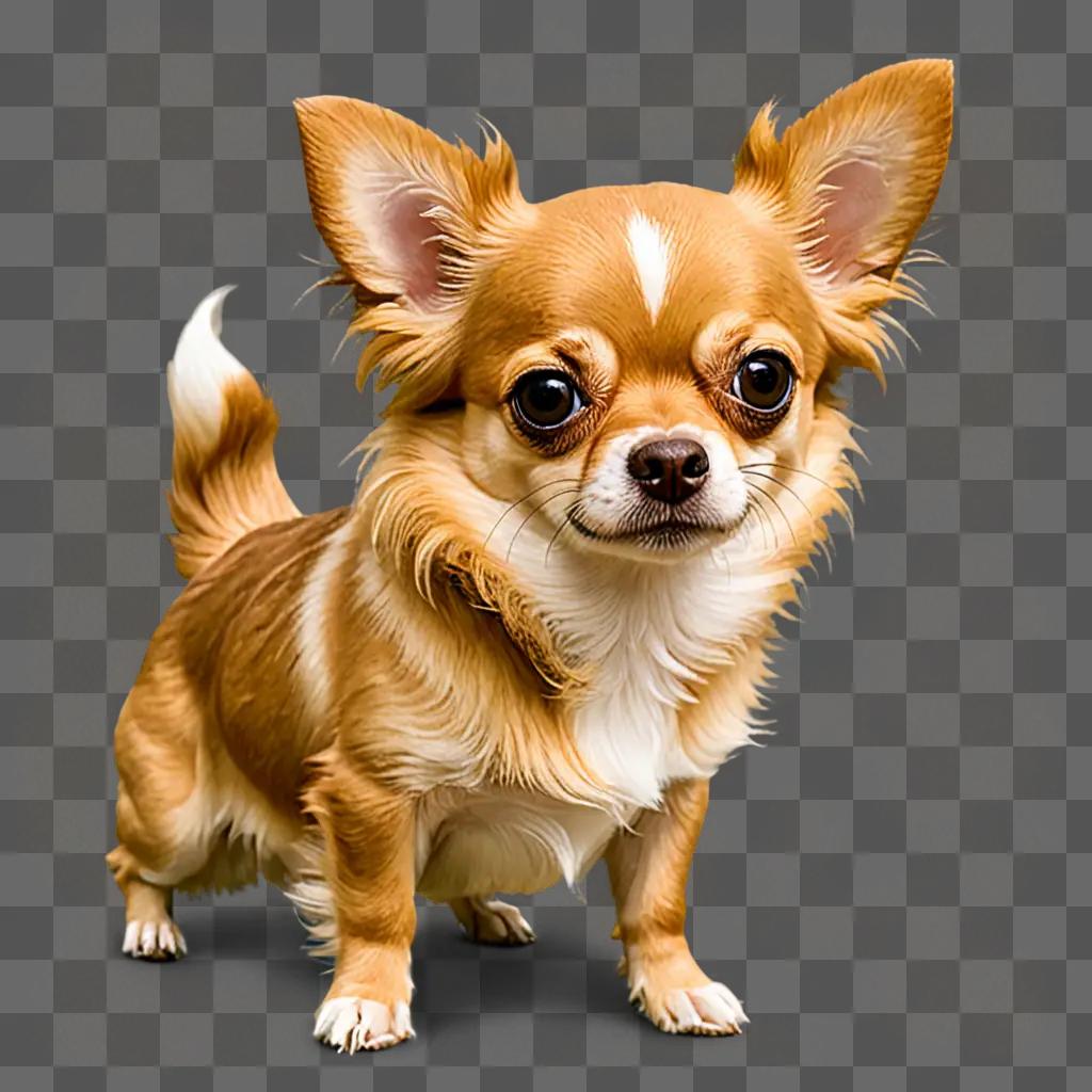 Long haired apple head chihuahua posing for photo