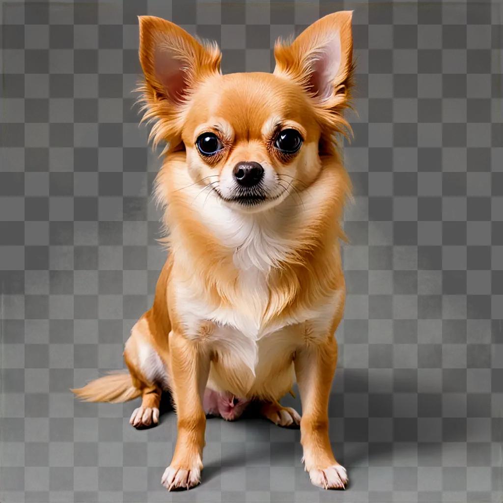 Long haired apple head chihuahua with big brown eyes