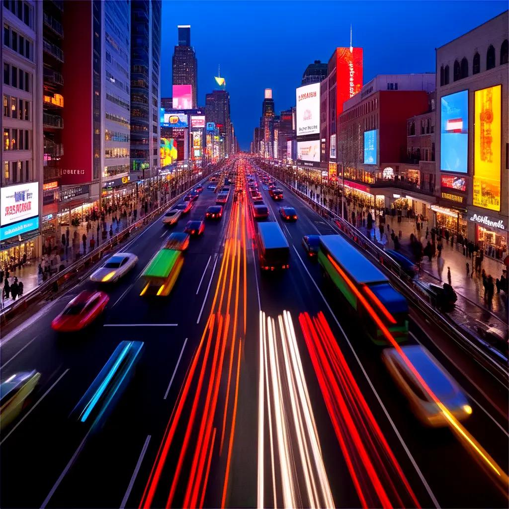 Long lines of traffic on a busy city roadway