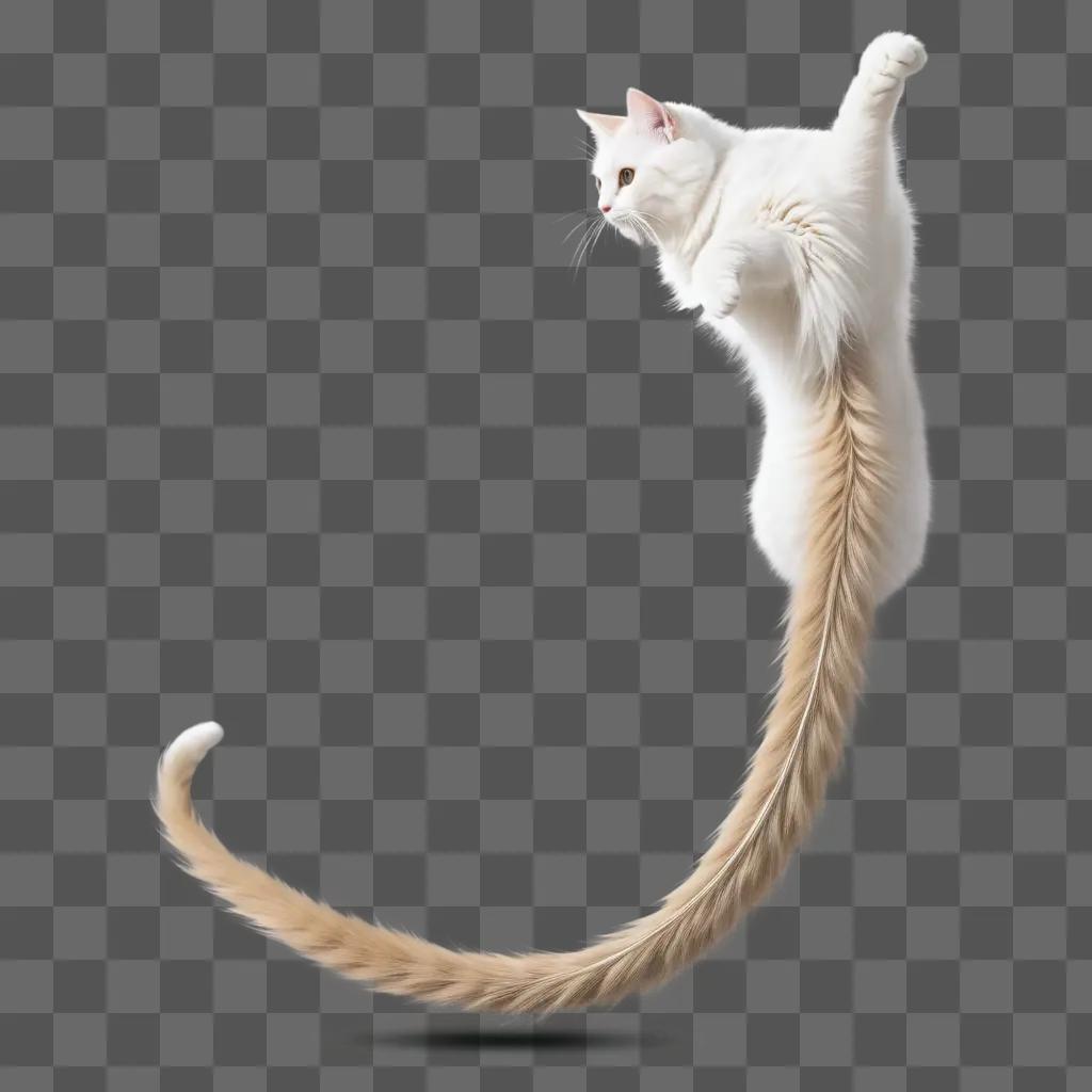 Long tail cat in the air