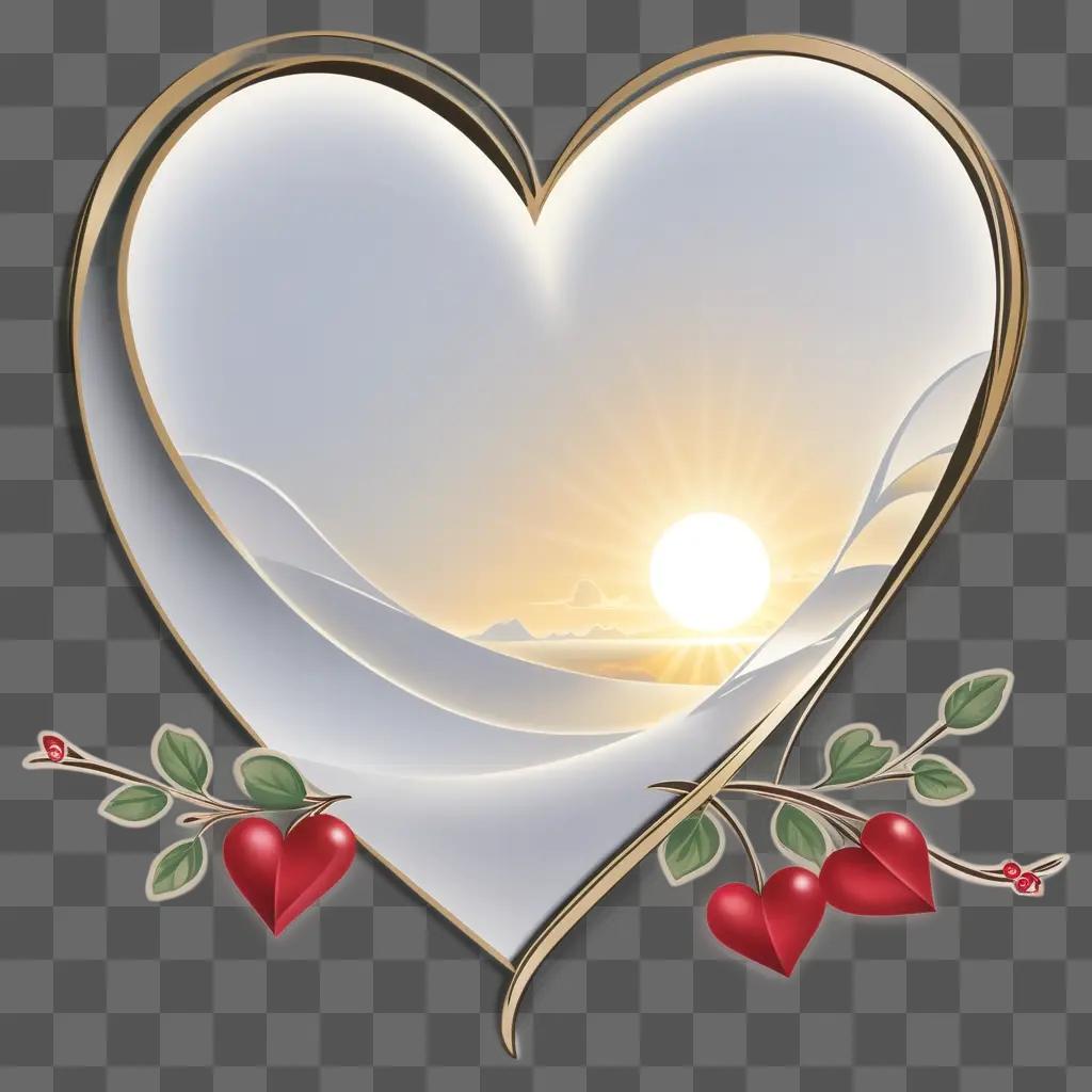 Love heart design with sun and flowers