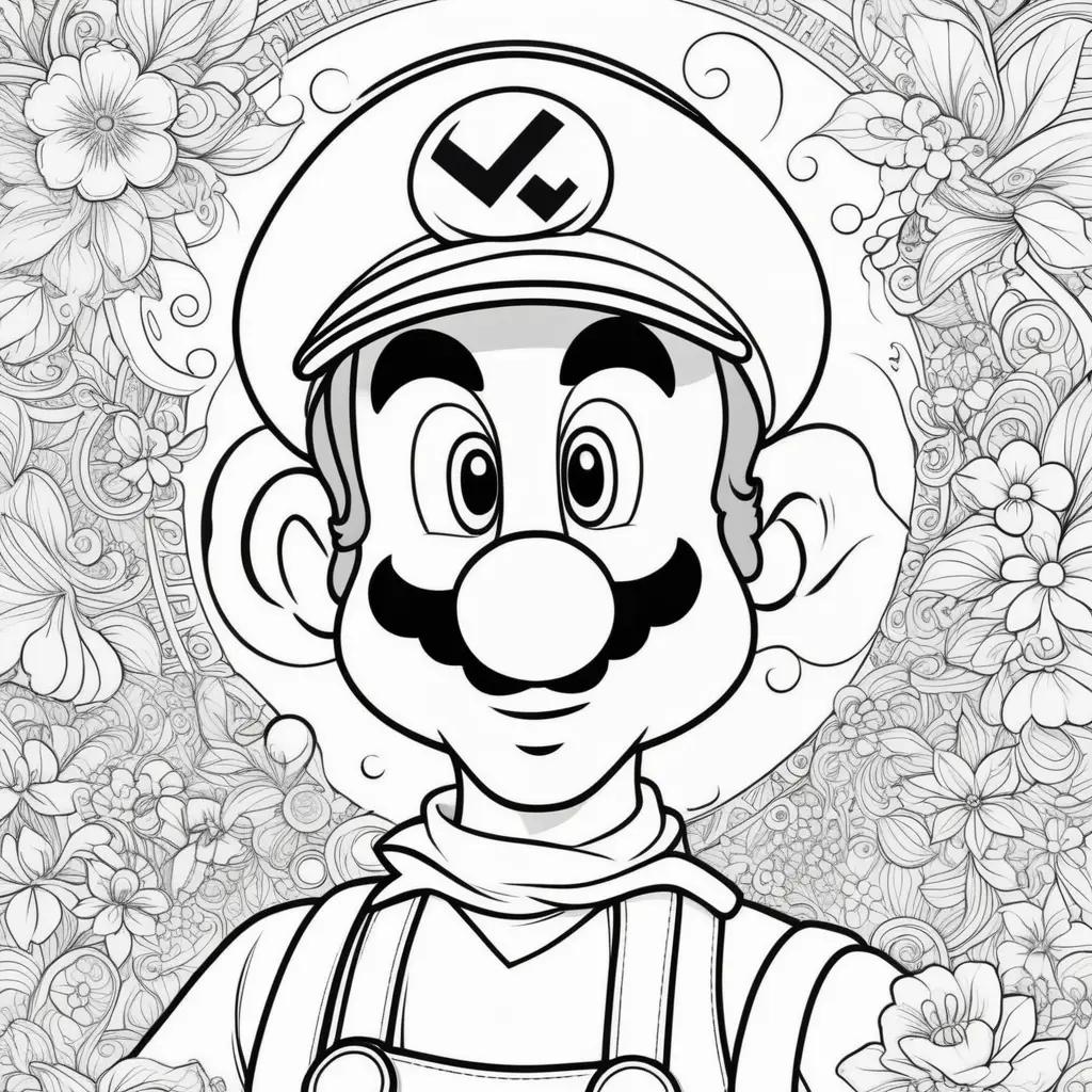 Luigi coloring page in black and white