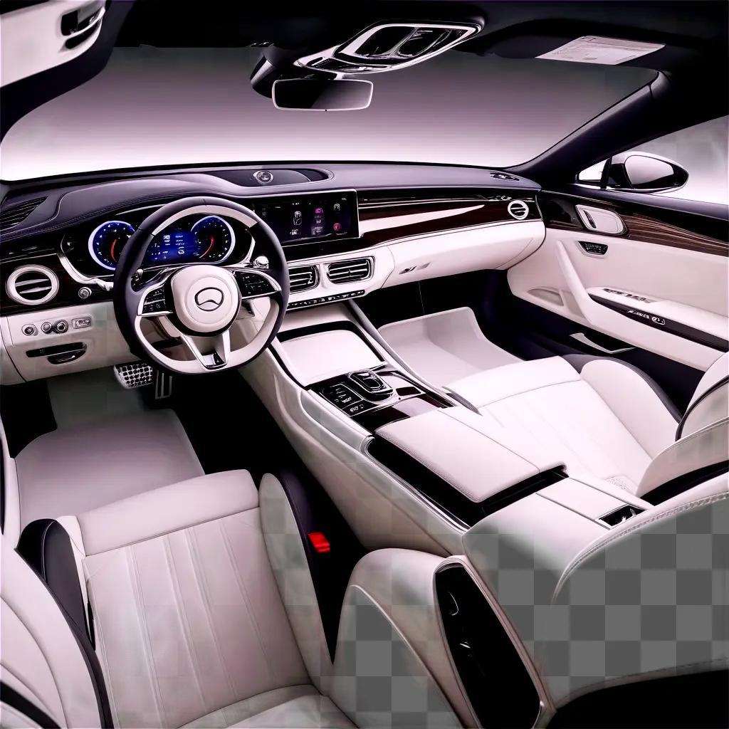 Luxury car interior, leather seats and dashboard