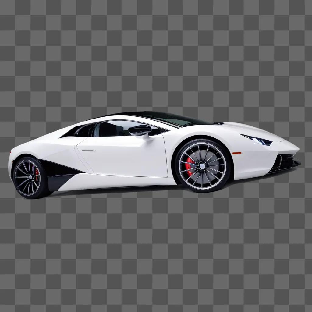 Luxury car with red brake calipers on a gray background