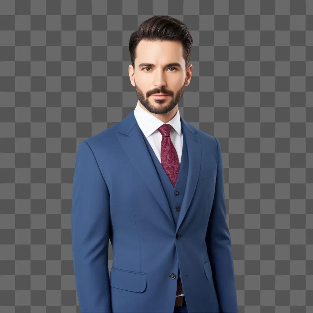 Male in suit and tie on a blue background